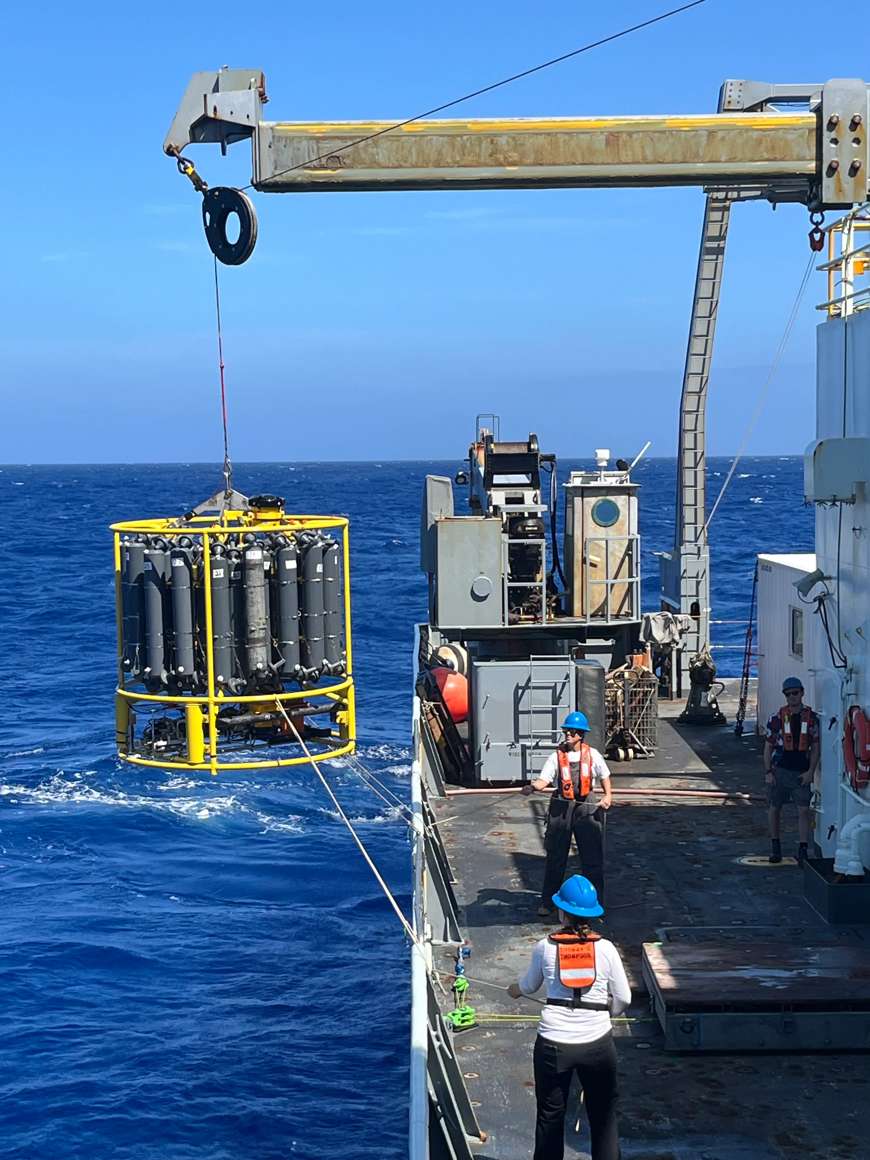 CTD rosette being deployed on I09N